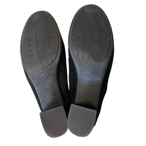 Sabrinas Black Suede Leather Comfort Block Heel Shoes size 41 (9) - Picture 5 of 5